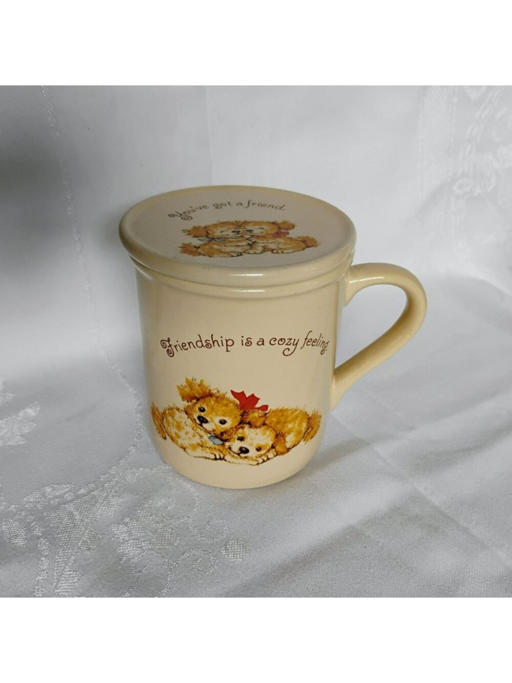 Hallmark Mug Mates Ceramic Friendship Mug & Lid With Cute Dog Graphic Japan